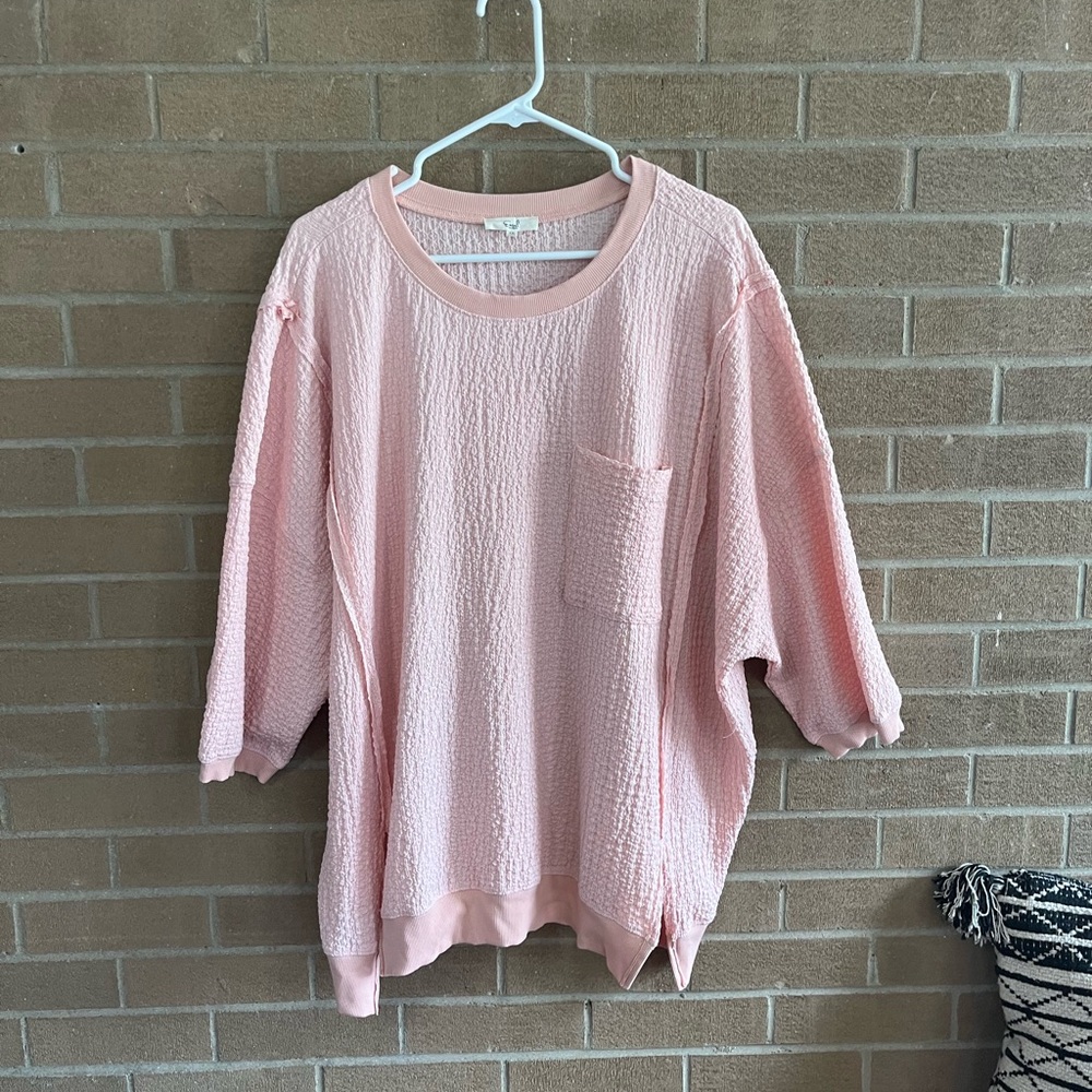 Easel Pink Textured Sweatshirt